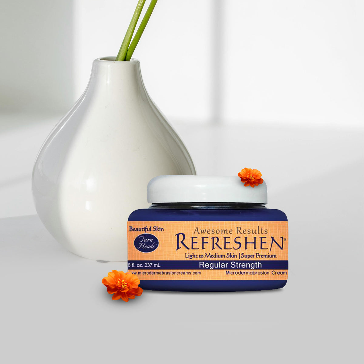 8 oz. - REFRESHEN Regular Strength Super Premium Microdermabrasion Cream - Orange Label - SKU867684000043