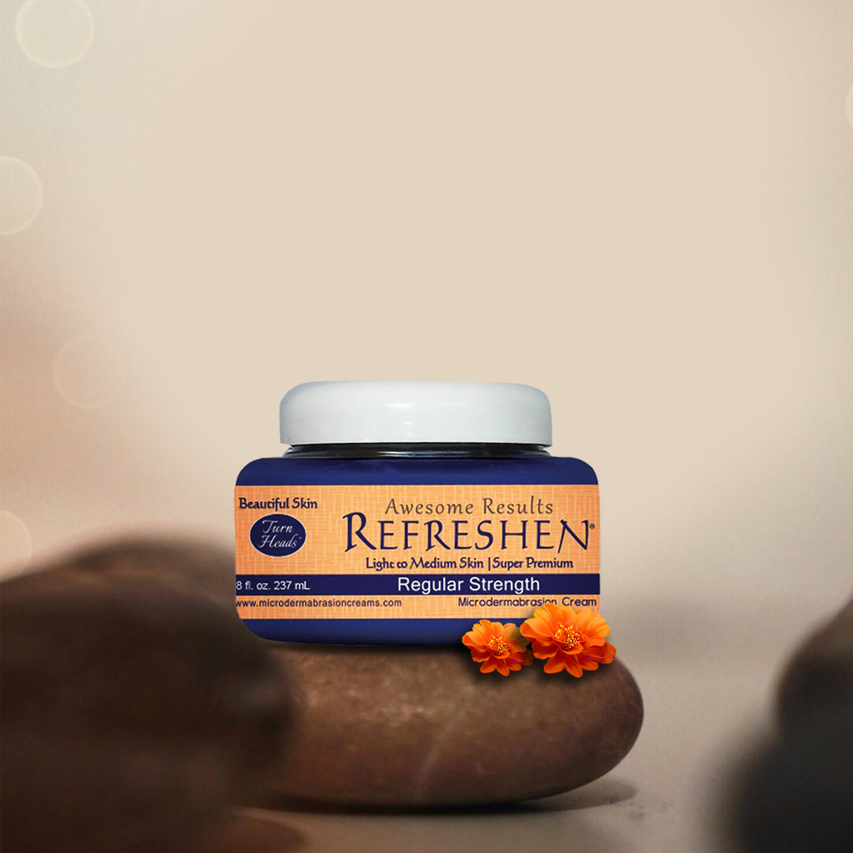 8 oz. - REFRESHEN Regular Strength Super Premium Microdermabrasion Cream - Orange Label - SKU867684000043