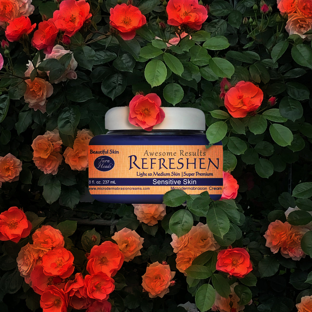 8 oz. - REFRESHEN Sensitive Skin Super Premium Microdermabrasion Cream - Orange Label - SKU867684000036